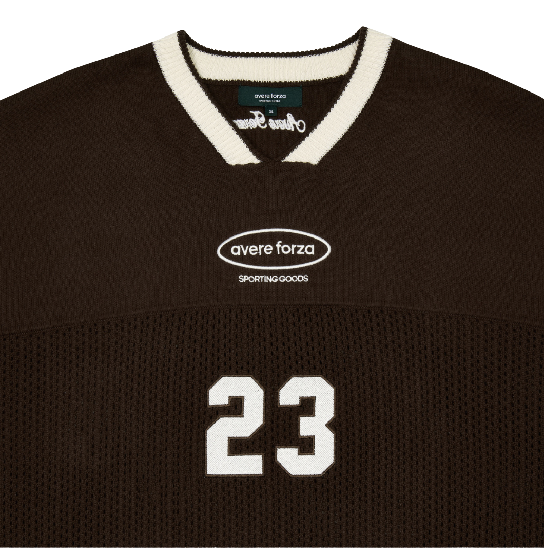 3. Gridiron Knitted Jersey (Brown and Off White)