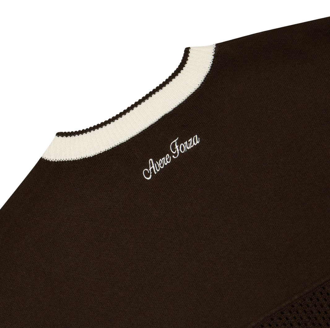 3. Gridiron Knitted Jersey (Brown and Off White)