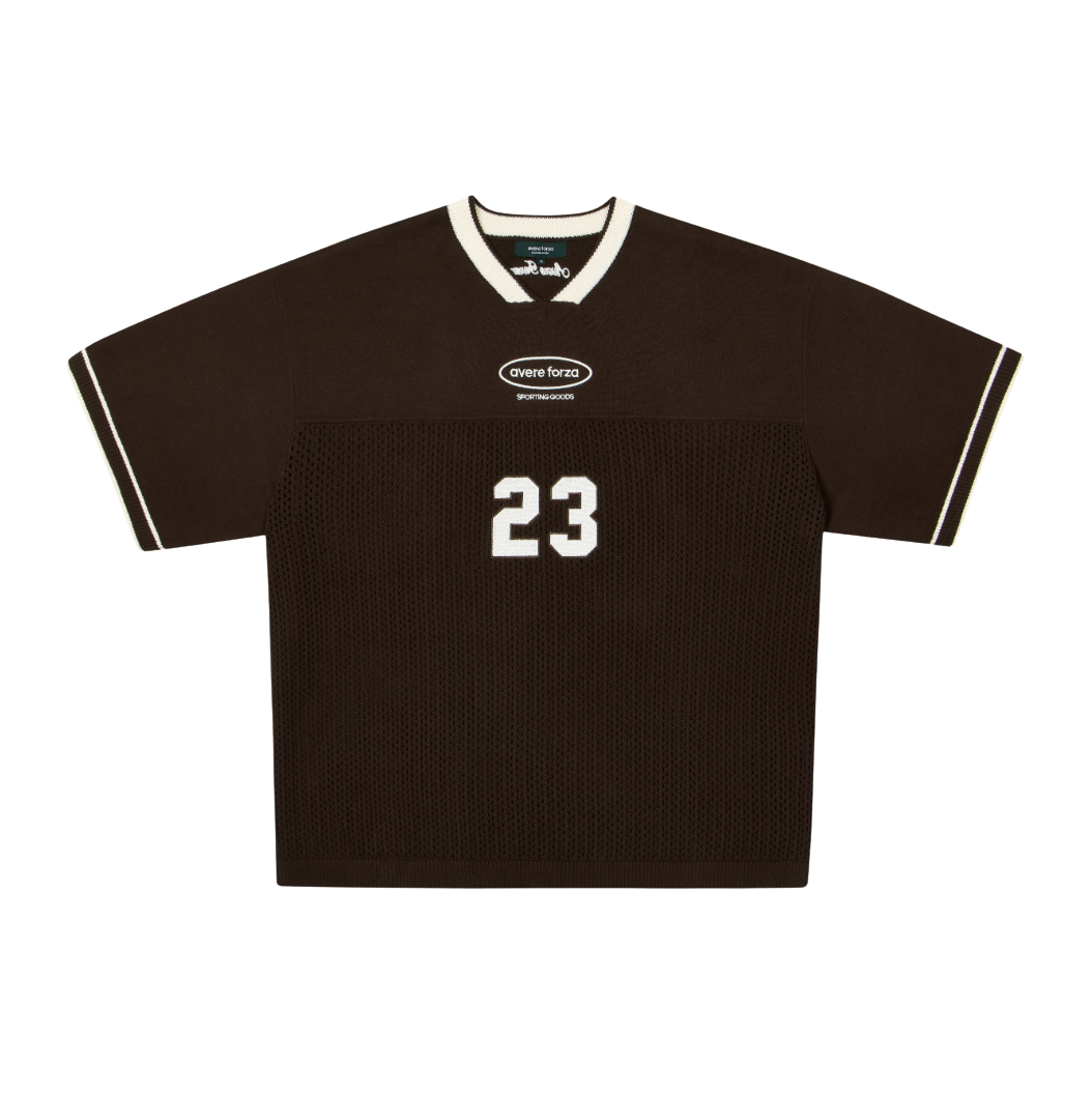 Gridiron Knitted Jersey (Brown and Off White)