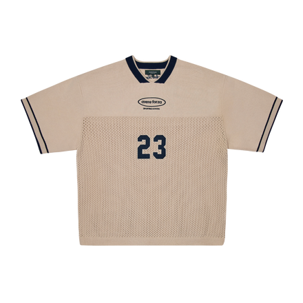 2. Gridiron Knitted Jersey (Cannoli Cream and Navy)