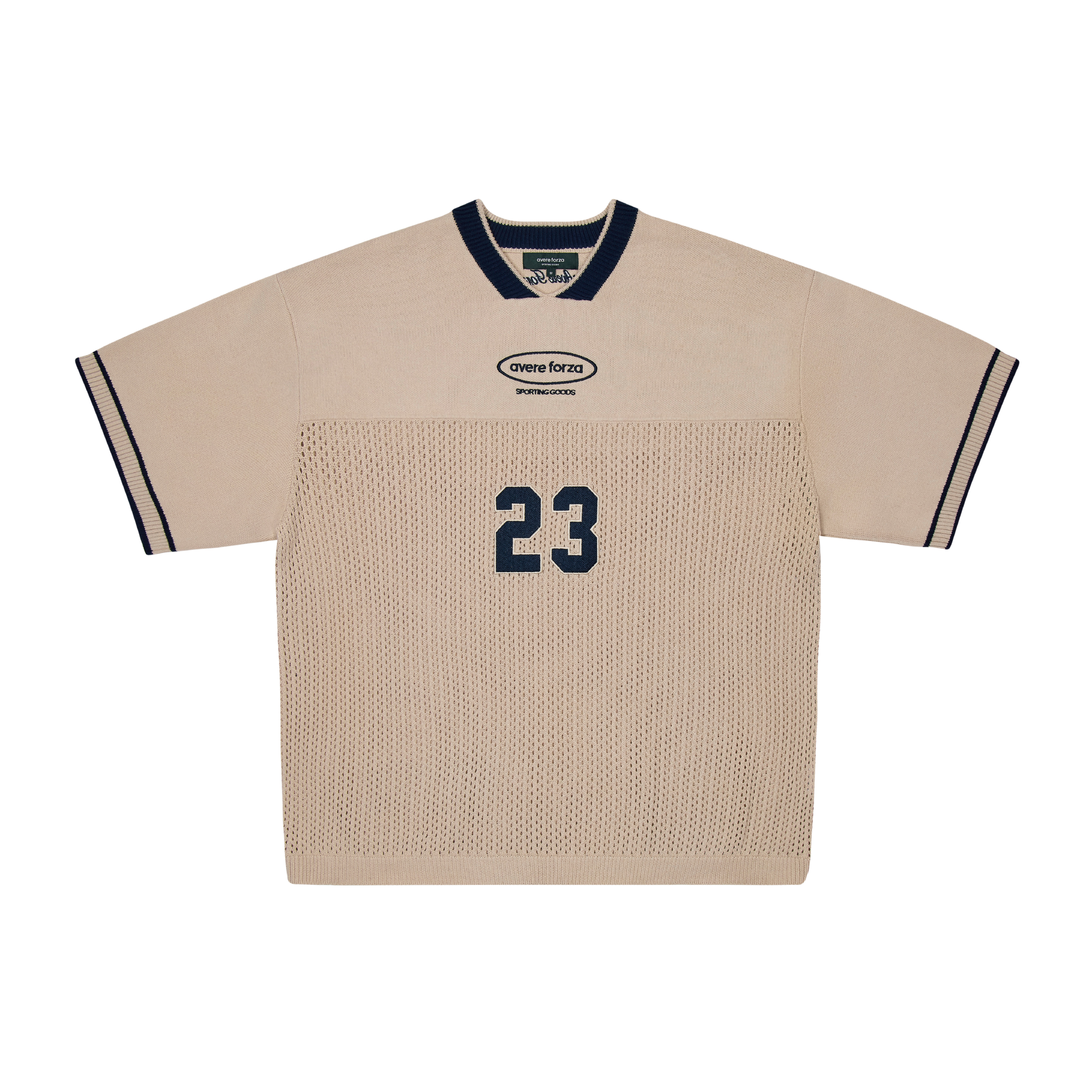 Gridiron Knitted Jersey (Cannoli Cream and Navy)